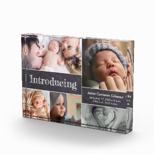 Introducing Baby Photo Collage Birth Announcement Block