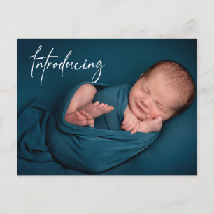 Introducing Baby Photo Custom Birth announcement Postcard