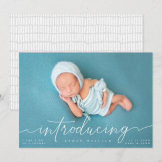 Introducing Baby with white script Invitation