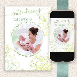 Introducing Delicate Botanical Photo Birth Announcement