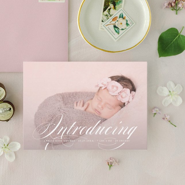 Introducing Elegant Full Bleed Photo New Baby Announcement (Creator Uploaded)