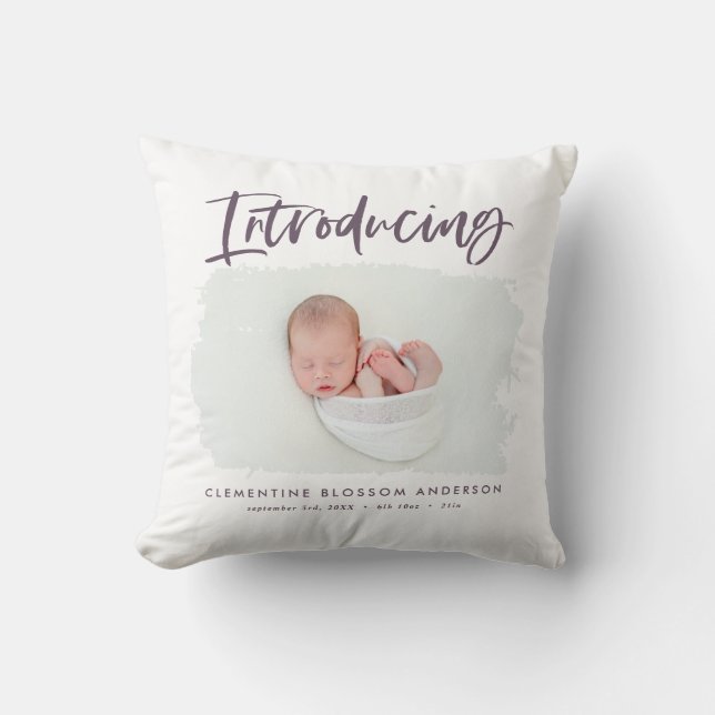 Introducing elegant minimal photo birth cushion (Front)