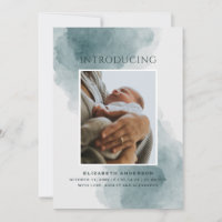 Introducing. Elegant watercolor blue baby birth