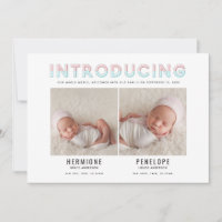 Introducing graphic modern twin birth announcement