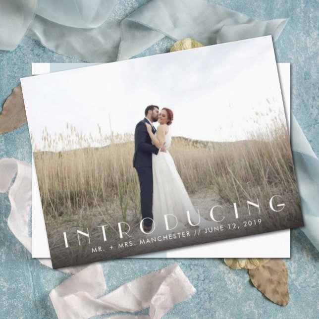 Introducing Mr. + Mrs. Wedding Announcement Postcard (Creator Uploaded)