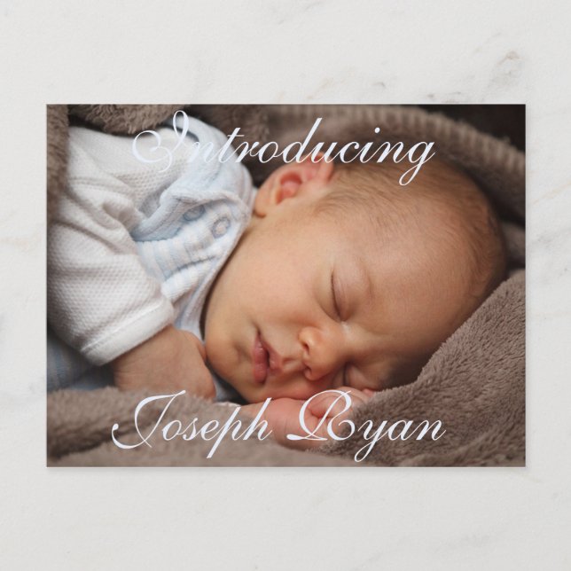 Introducing New Baby  Announcement Postcard (Front)