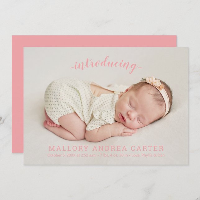 Introducing Our Baby Photo Birth Announcement (Front/Back)