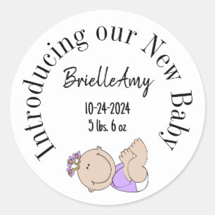 Introducing our New Baby Girl envelope seal