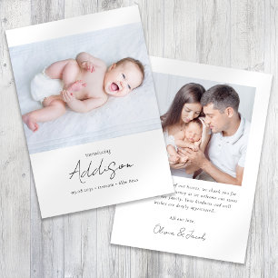 Introducing Photo Birth Stats New Baby Thank You Card