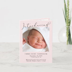 Introducing Photos Pink Baby Girl Birth Announcement