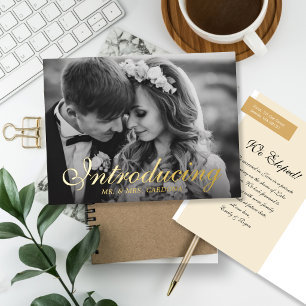 Introducing Script Elopement Photo Foil Invitation Postcard