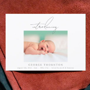 introducing simple frame photo birth announcement