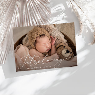 INTRODUCING   simple script birth announcement