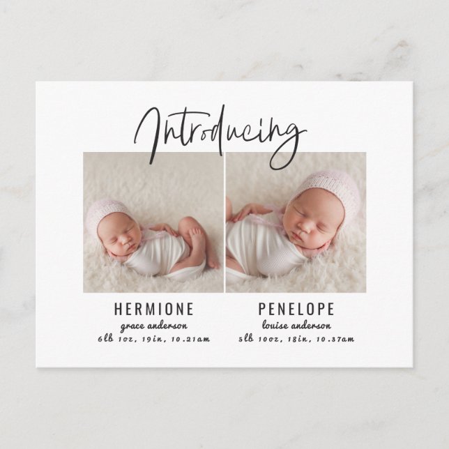 Introducing twin birth announcement (Front)