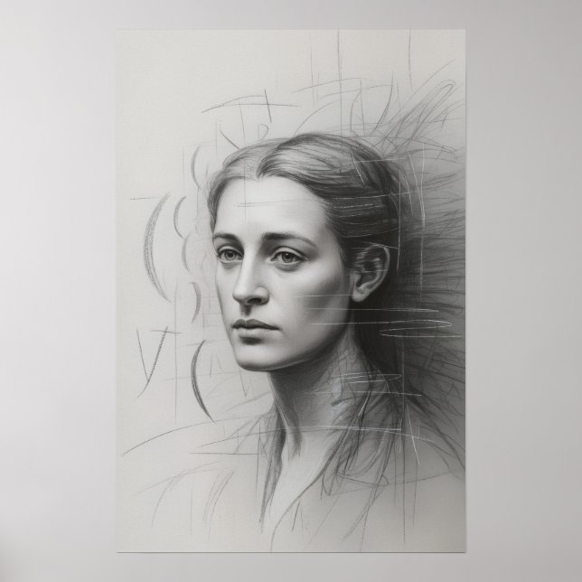 Introspective Study: Graphite Portrait Poster (Front)
