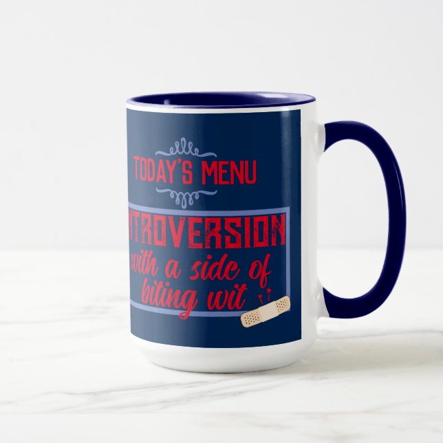 Introvert anti social loner biting wit sarcasm mug (Right)