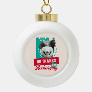 Introvert Burnout Panda Social Battery Design Ceramic Ball Christmas Ornament