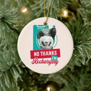 Introvert Burnout Panda Social Battery Design Ceramic Tree Decoration