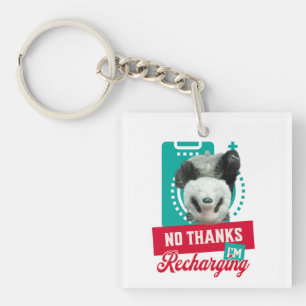Introvert Burnout Panda Social Battery Design Key Ring