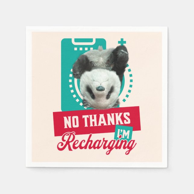 Introvert Burnout Panda Social Battery Design Napkin (Front)