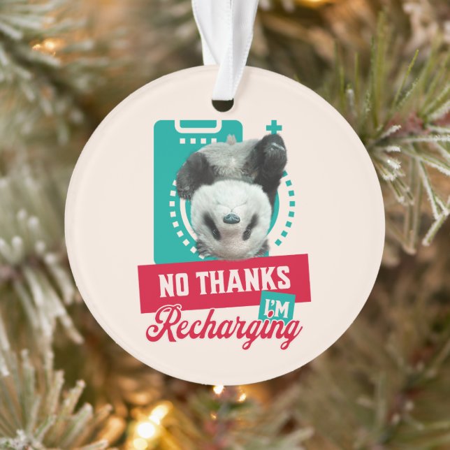 Introvert Burnout Panda Social Battery Design Ornament (Tree)