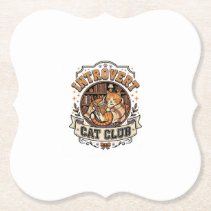 Introvert Cat Club Cat Introvert Anti Social Vinta Paper Coaster