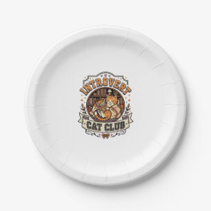 Introvert Cat Club Cat Introvert Anti Social Vinta Paper Plate