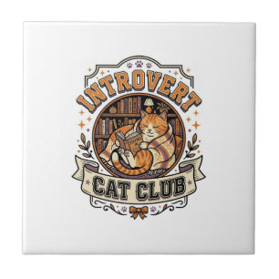 Introvert Cat Club Cat Introvert Anti Social Vinta Tile