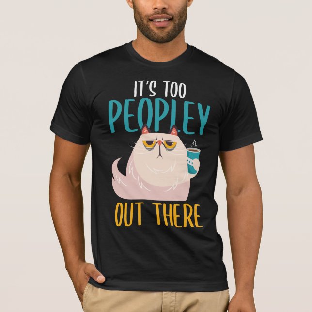Introvert Cat Funny introverted Coffee drinker T-Shirt (Front)