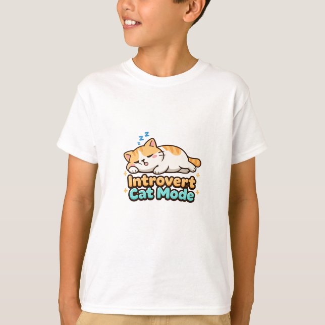 Introvert Cat Mode Funny  T-Shirt (Front)