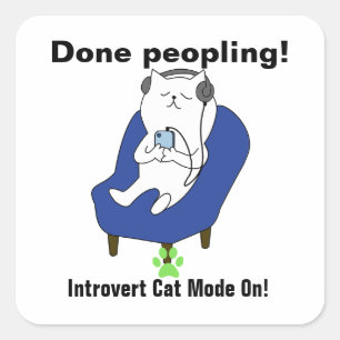 Introvert Cat Square Sticker