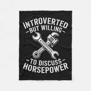 Introvert Horsepower Quote Mechanic Wrench Humour  Fleece Blanket