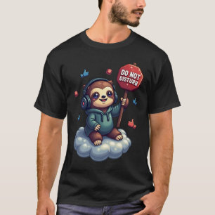 Introvert Humour Pixel Art Sloth Headphones Do Not T-Shirt
