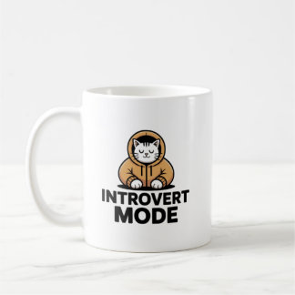 Introvert Mode Cat Mug–Cozy Minimalist Coffee Cup