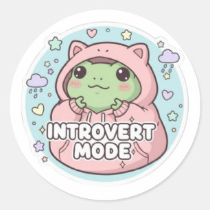 Introvert Mode Frog Sticker Cute Hoodie Frog Shy K
