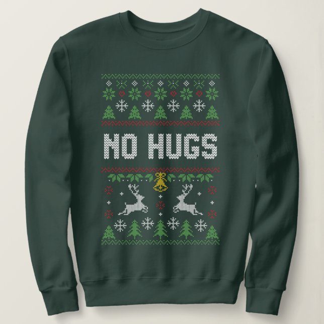 Introvert No Hugs Ugly Christmas Sweater (Design Front)