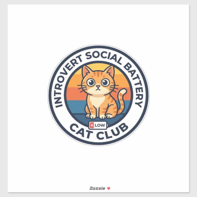 Introvert Social Battery Cat Cute Kitty Design - I (Sheet)