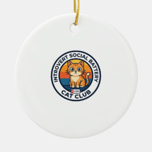 Introvert Social Battery Cat Cute Kitty Design - I Ceramic Tree Decoration