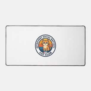 Introvert Social Battery Cat Cute Kitty Design - I Desk Mat