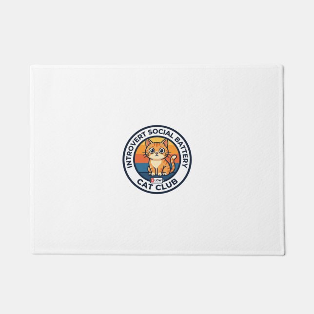Introvert Social Battery Cat Cute Kitty Design - I Doormat (Front)