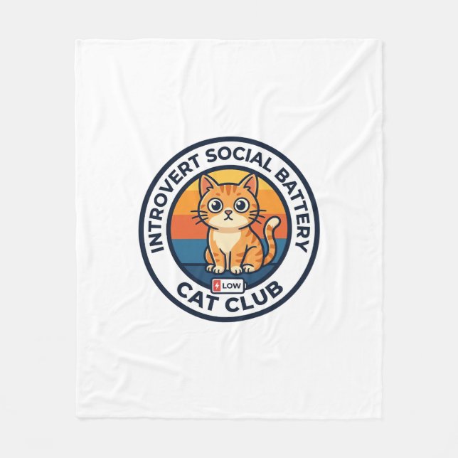 Introvert Social Battery Cat Cute Kitty Design - I Fleece Blanket (Front)