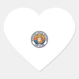 Introvert Social Battery Cat Cute Kitty Design - I Heart Sticker