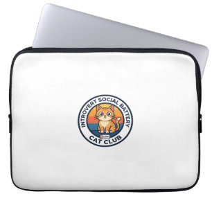 Introvert Social Battery Cat Cute Kitty Design - I Laptop Sleeve