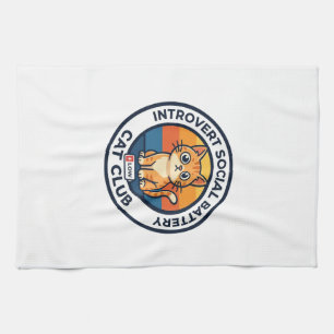 Introvert Social Battery Cat Cute Kitty Design - I Tea Towel