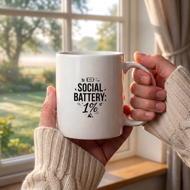 Introvert Social Battery Coffee Mug | Funny Quote  (Creator Uploaded)