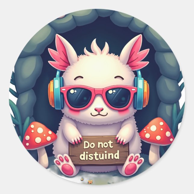 Introvert Social Battery Empty Noise Cancelling He Classic Round Sticker (Front)