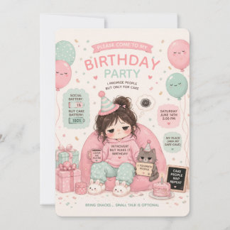Introvert Social Battery Theme Birthday Party Invitation