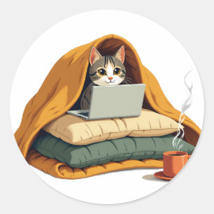Introvert Survival Mode Cat Blanket Fort Sticker