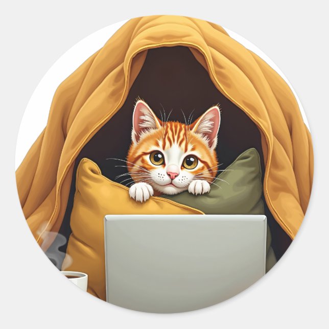 Introvert Survival Mode Cat Sticker (Front)