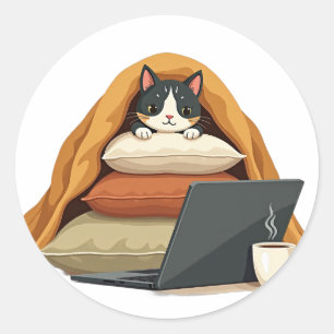 Introvert Survival Mode Cat Sticker - Sorry I'm La